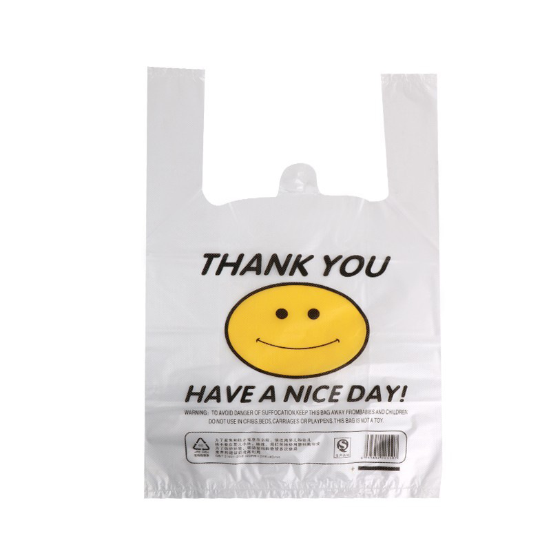 Disposable Convenience Plastic Shopping Bag smiley Vest Bag T-shirt Plastic Bag with Cheap Price