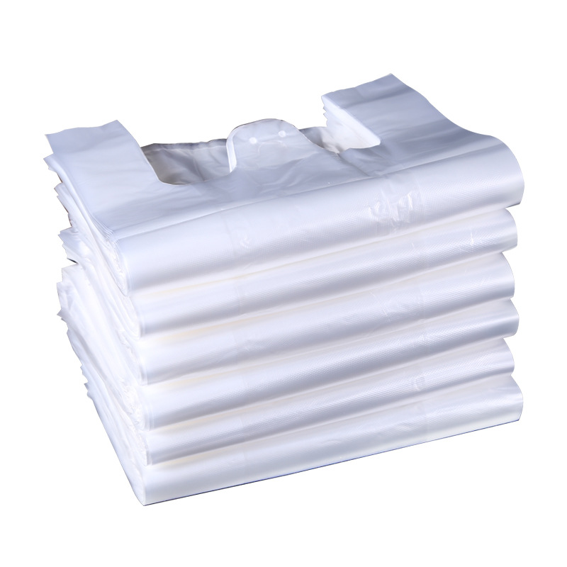 Disposable plastic bags white plastic bags custom logo printed t-shirt plastic bags custom sizes suitable for food packaging