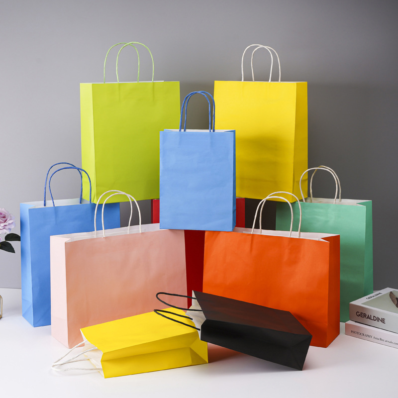 High Quality Carrying Packaging Food Takeaway Paper Bags Retail Handle Printing Shopping Customize Your Own Logo Paper Bags