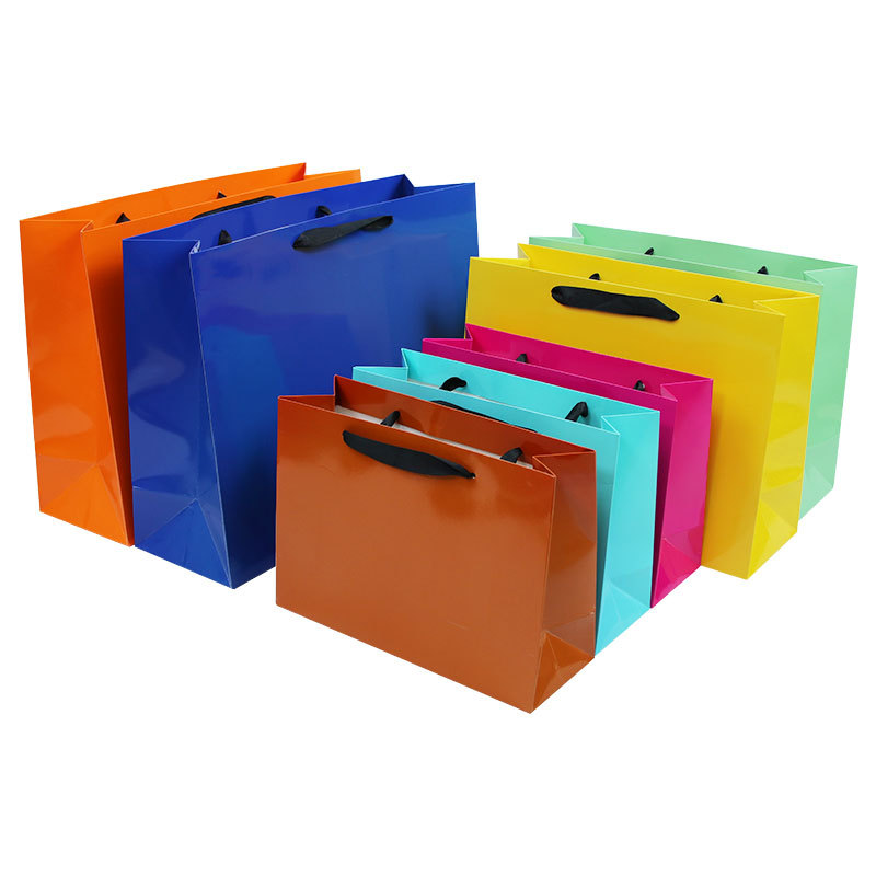 Paper Bag Custom Printed Logo Luxury Clothing Shopping Paper Bag Boutique Reusable Gift Paper Bag with Ribbon Handle