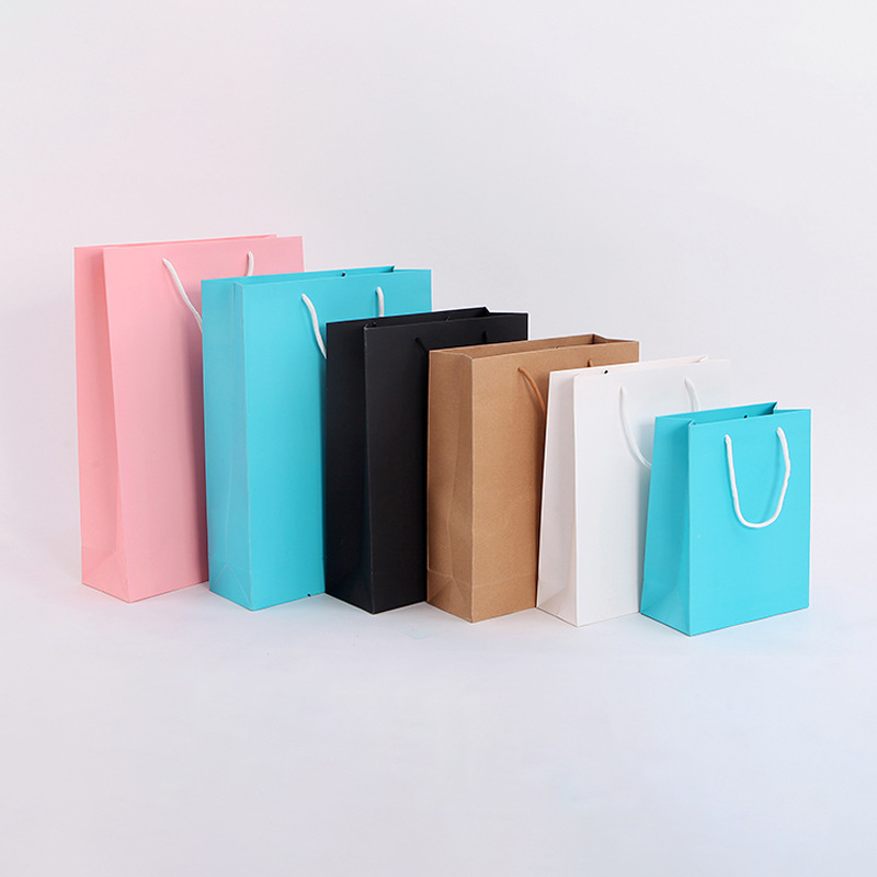Disposable Grocery Shopping Packaging Paper Bags Restaurant Takeaway Food Carrying Colorful Paper Bag with logo Printing