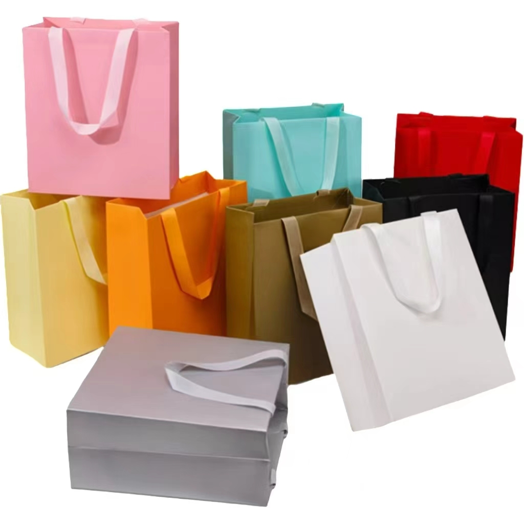 Wholesale Luxury Colorful Paper Bag Custom Printed Brand logo Promotional Retail Jewelry Shopping Gift Paper Bags with Handles