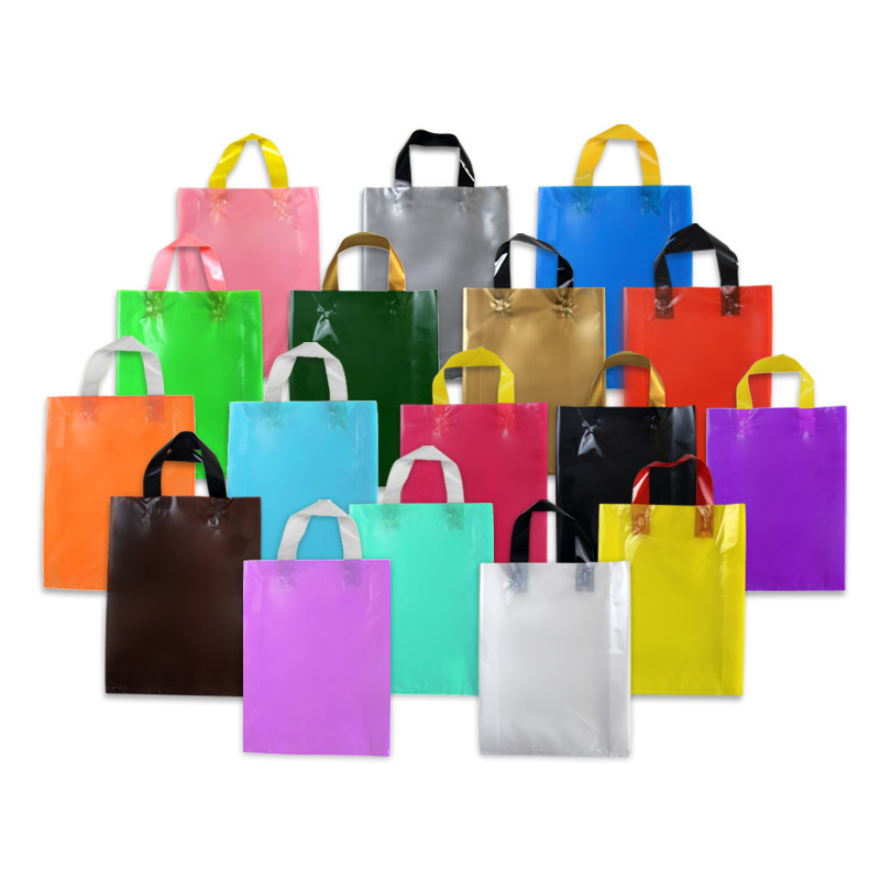 Reusable Plastic Shopping Gift Bags Clothing Store Custom Logo Tote Plastic Bags with Handles Durable