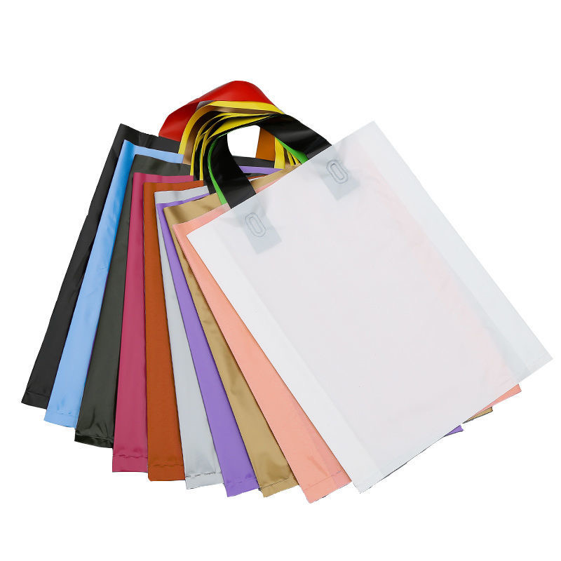 Reusable Plastic Gift Bags with Handles Custom Logo Printing Clothing Store Shopping Plastic Tote Bags