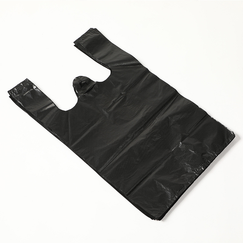 Custom Printed Cheap Black PE Vest plastic Bag top Quality  Shopping Grocery T-Shirt Plastic Bags