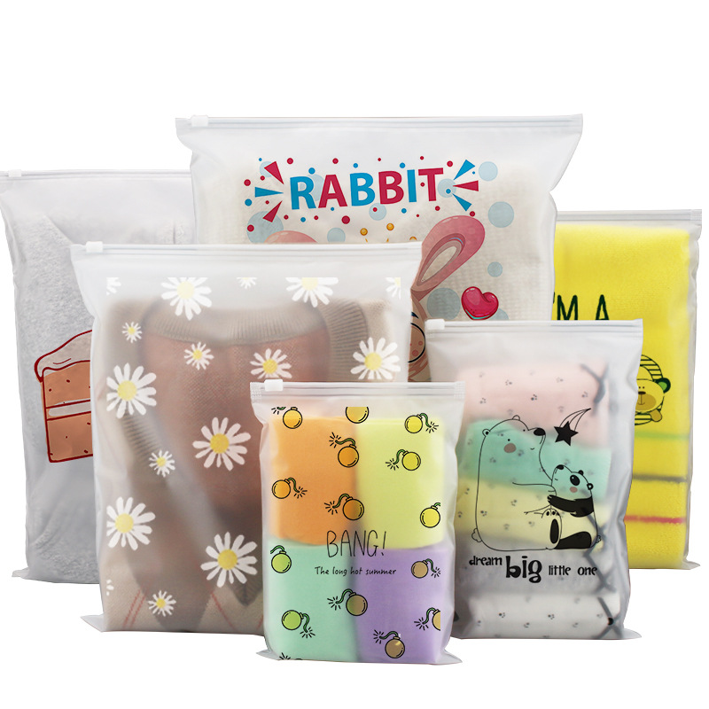 Zip Lock Custom Printed Logo Clear PVC Frosted Plastic zipper Bag T-Shirt Packaging Zipper Bags For Clothing