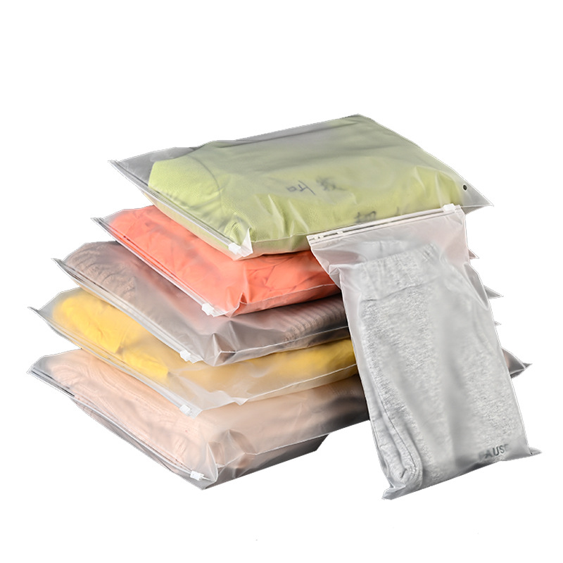 Wholesale Custom Logo Waterproof Frosted Zipper Bag Matte Plastic Zipper Packing Self Sealing Clothing Packaging Bag