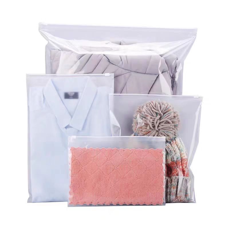 Wholesale Custom Plastic Packaging Zipper Bag Matte Frosted Zipper Bag  Reusable Ziplock Bags For Clothing