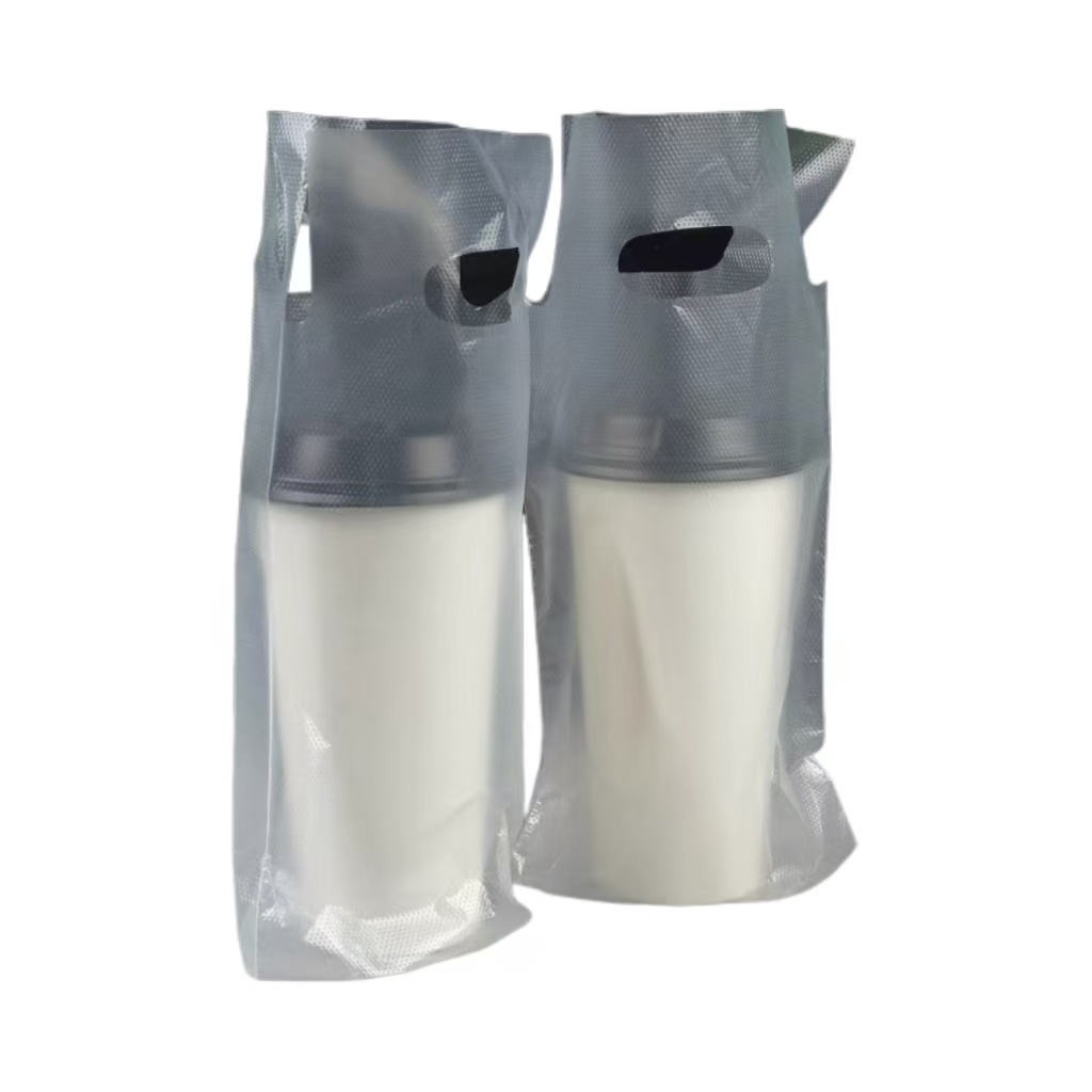 Custom reusable stand-up portable plastic packaging bag milk tea beverage takeaway packaging plastic bag food packaging bag
