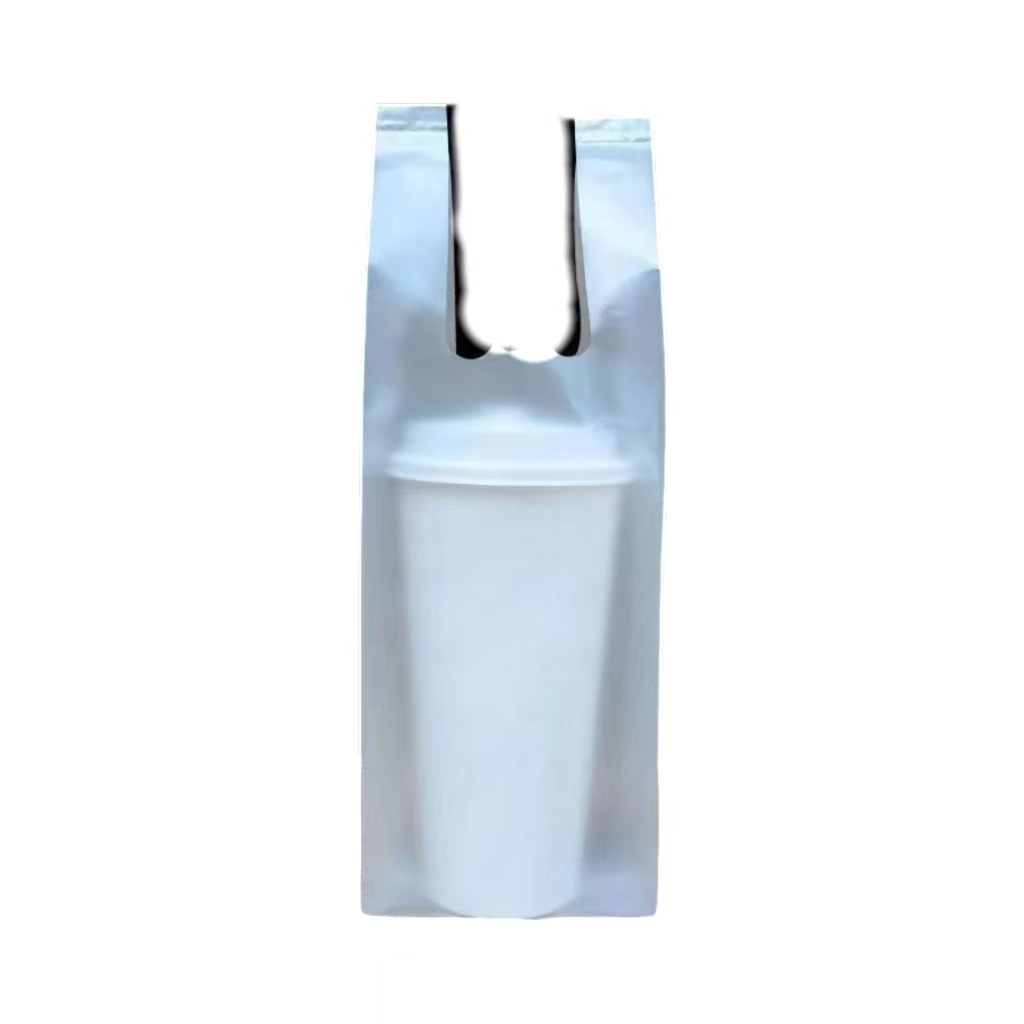 Customized printed logo transparent plastic bag packaging use for takeaway juice milk tea beverage bag