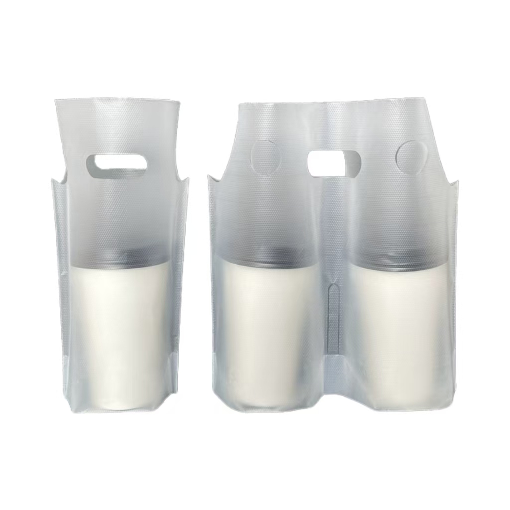Customized Logo Printed PE Plastic Bag Transparent Single Cup Double Cup Milk Tea Coffee Beverage plastic Bag