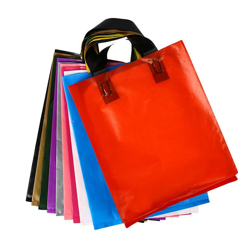 Hot Selling Promotional Custom Printed logo Tote Plastic Bags Clothing Gifts Groceries  Shopping Packaging Plastic Bags