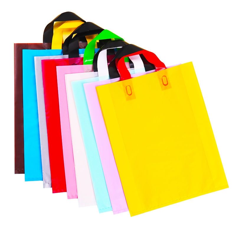 Printed logo  Vertical Plastic Tote Clothing Bags of Various Sizes PE Clothing Store Packaging Bags