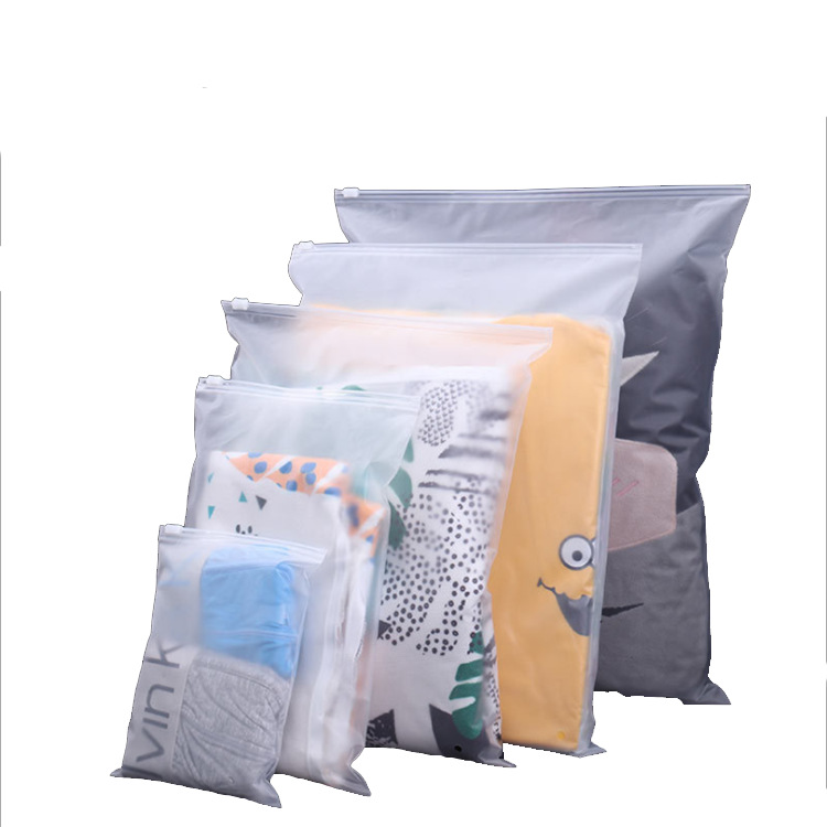 Custom LOGO Translucent Matte Frosted Ziplock Seal Plastic Zip Lock Zipper Bag for Clothing