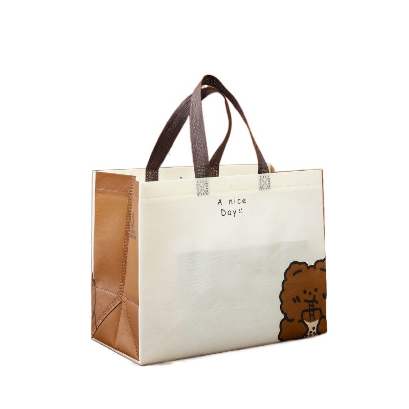 Supermarket customized reusable laminated non-woven bags with printed logo laminated non-woven handbags