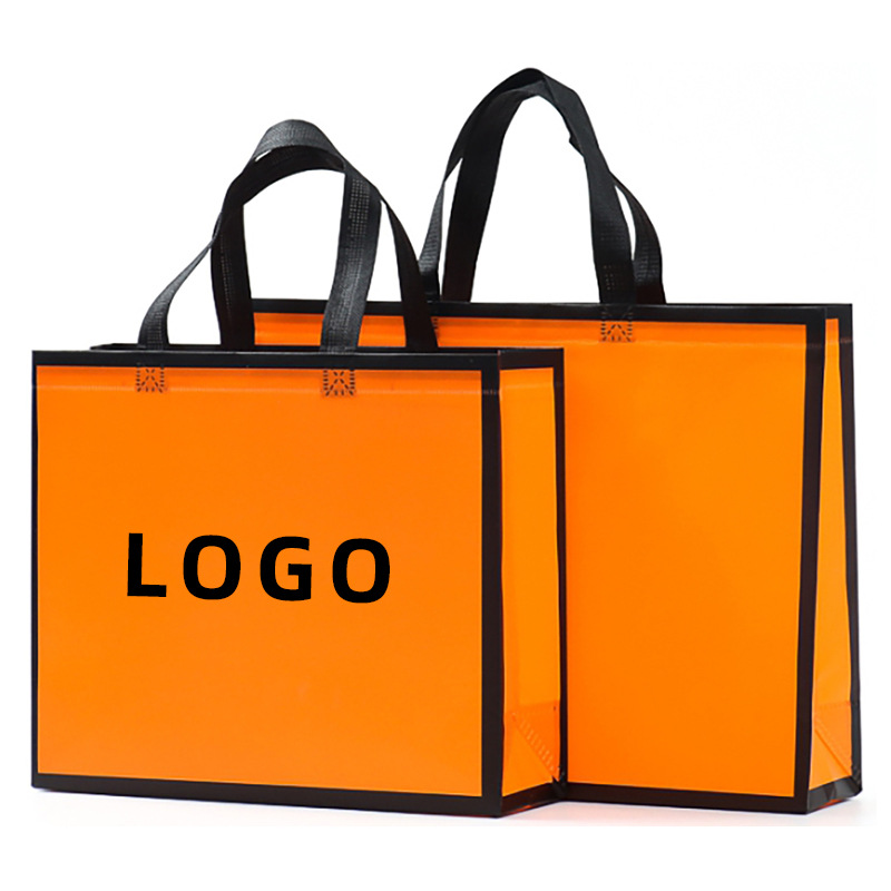 Customizable shopping tote bag multi-color waterproof material coated non-woven bag with handle